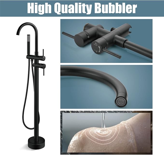 Aolemi Floor Mount Bathtub Faucet Freestanding Tub Filler Standing High Flow - Image 4