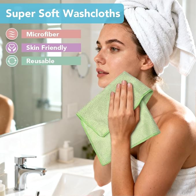 Orighty Washcloths Towels Set 20 Pack, Highly Absorbent and Soft Feel - Image 2
