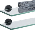 JQK Bathroom Glass Shelf Black, Tempered Glass Shower Storage 16 by 5 inches by Homeimprovement