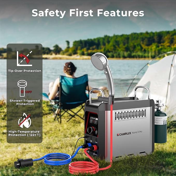 CAMPLUX Nano 3 Pro 1 lb Propane Portable Water Heater, Table Top Camp Water - Image 6