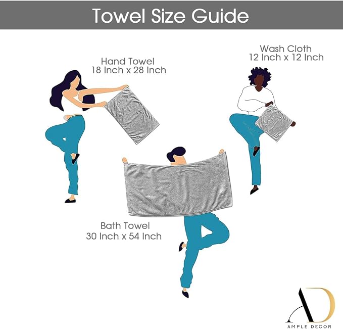 Ample Decor 100% Cotton Luxury 6 Piece Towels Set, 2 Bath Towels, 2 Hand Towels - Image 7
