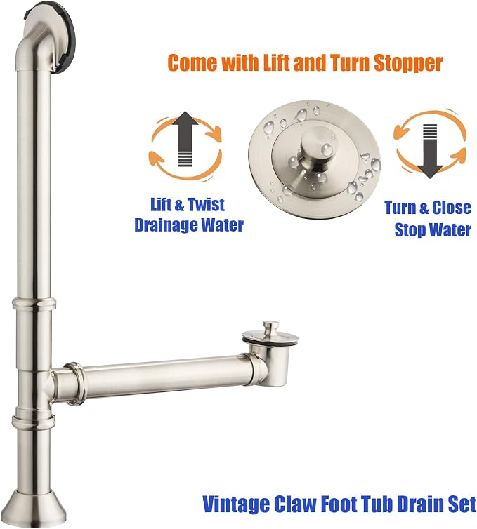 Artiwell Vintage Claw Foot Tub Drain Kit - Image 2