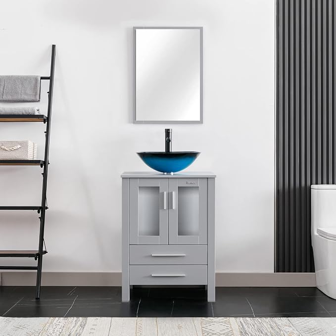 eclife 24" Modern Bathroom Vanity Sink Combo Freestanding Cabinet - Image 2
