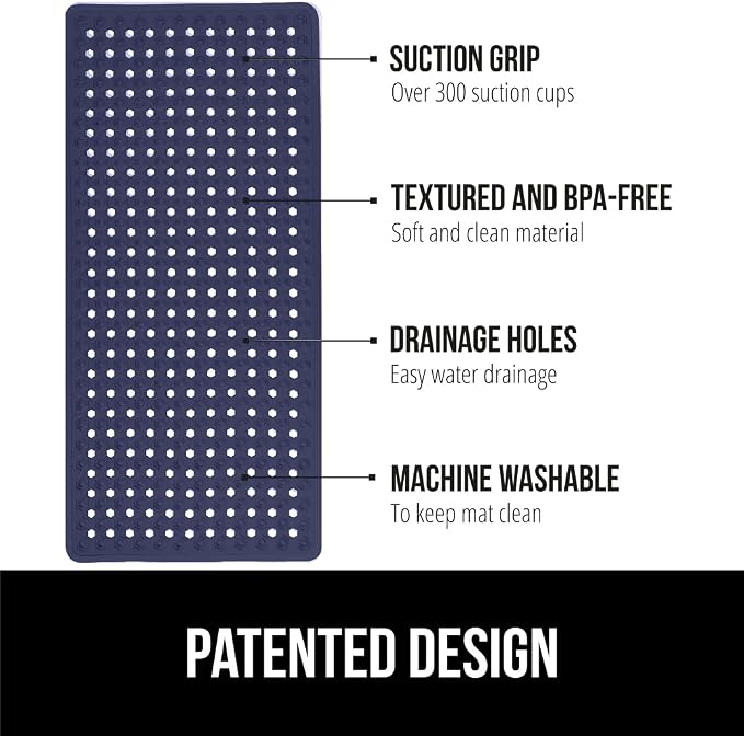GORILLA GRIP Patented Bath Tub Shower Mat, Machine Washable Bathtub Floor Liner - Image 2