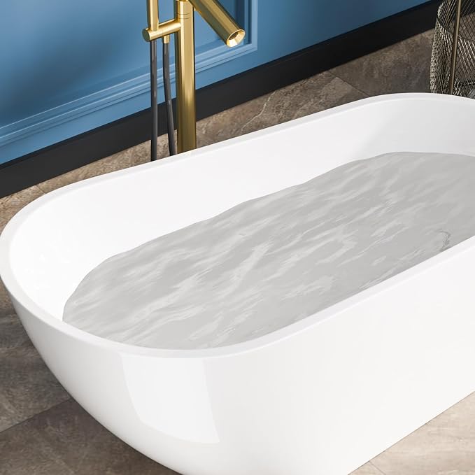 Sarlai 59 Inch Acrylic Freestanding Soaking Bathtub Contemporary Soaking White - Image 6