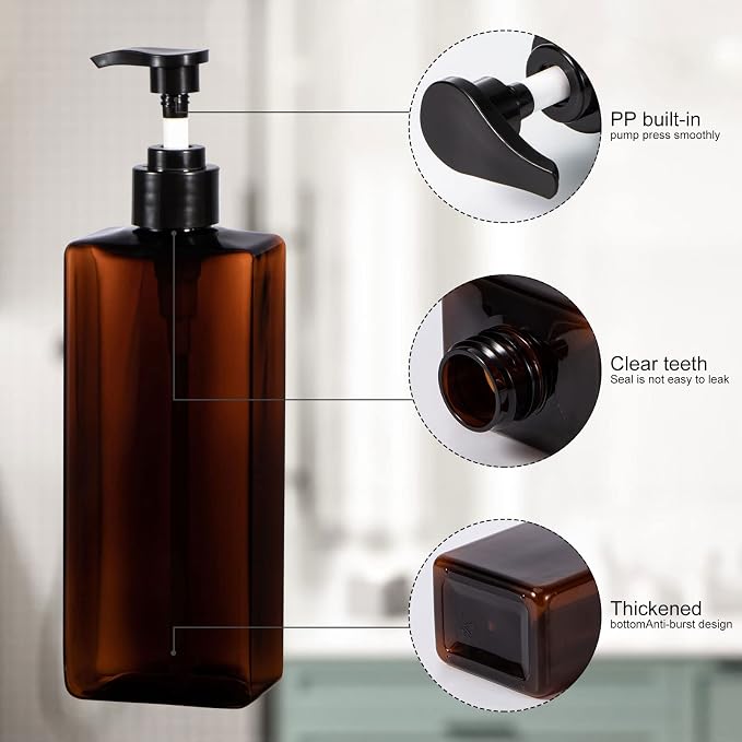 Shower Pump Bottles, Yebeauty 3pcs 17oz 500ml Empty Refillable Shampoo and - Image 3