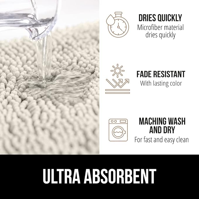 GORILLA GRIP Bath Rug Mat 30x20, Soft Absorbent Chenille, Quick Dry Microfiber - Image 5