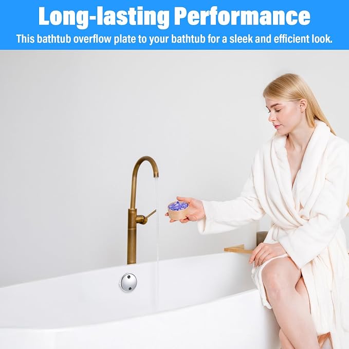 Tub Drain Overflow Covers, 3-1/8" Two Hole Bathtub Drain Overflow Cover - Image 4