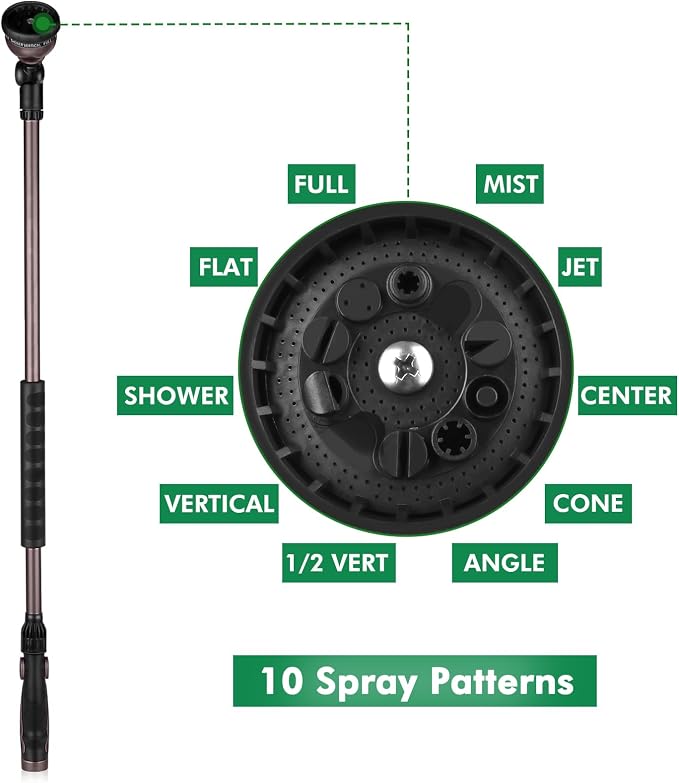 RESTMO 36”Long Watering Wand, 180° Swivel Head Metal Garden Hose Wand - Image 3