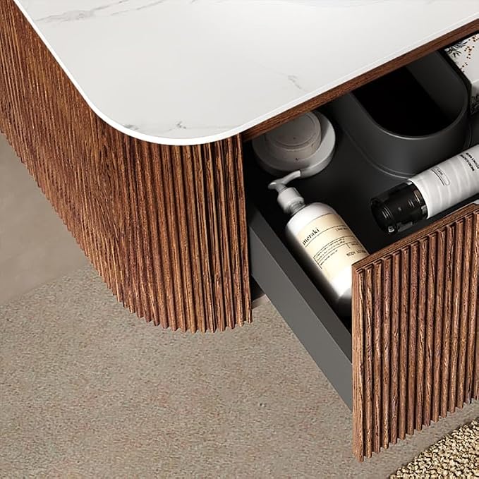 36" Floating Bathroom Vanity Without Sink, Marble Top, Solid Wood Surface and - Image 6