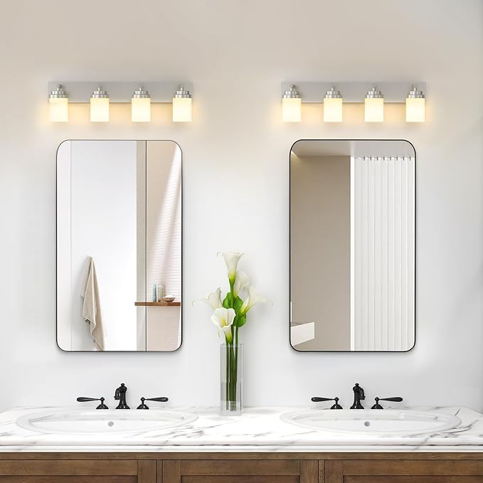 IZORRO Bathroom Vanity Light Fixture, 4-Light 27.5 Inch Brushed Nickel Bathroom - Image 5