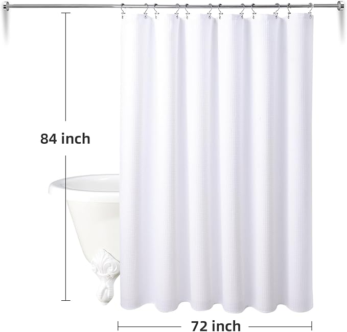 LaCyan 3 in 1 Waterproof Waffle Weave Shower Curtain and Clear Liner Set - Image 6