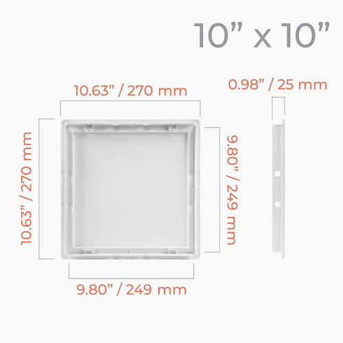 10x10 Inch White Access Panel – ABS Plastic Square Wall & Ceiling Access Door - Image 2