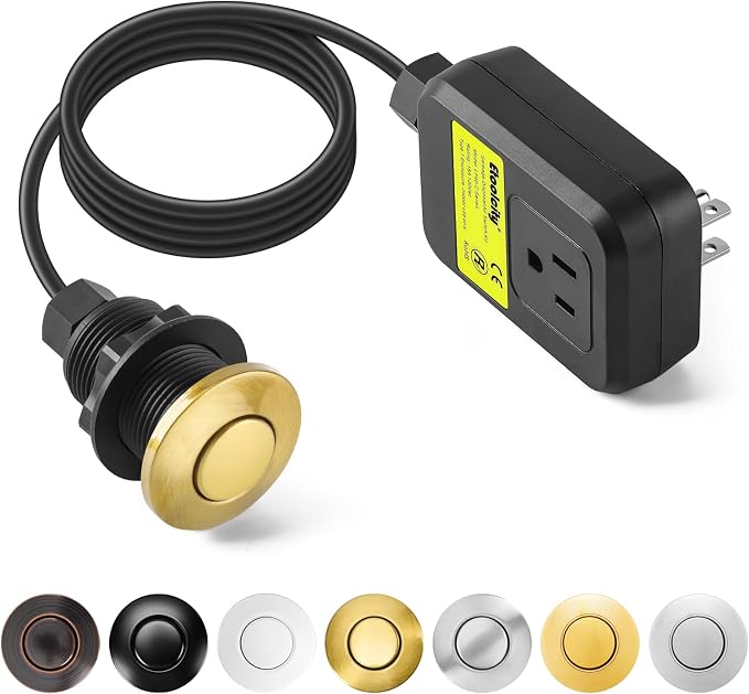 Garbage Disposal Air Switch Kit Sink Top Waste Disposal Stainless Steel Golden by Etoolcity