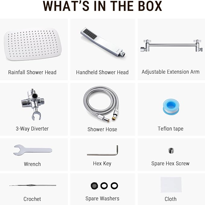 G-Promise All Metal 14 Inch Dual Square Shower Head - Image 6
