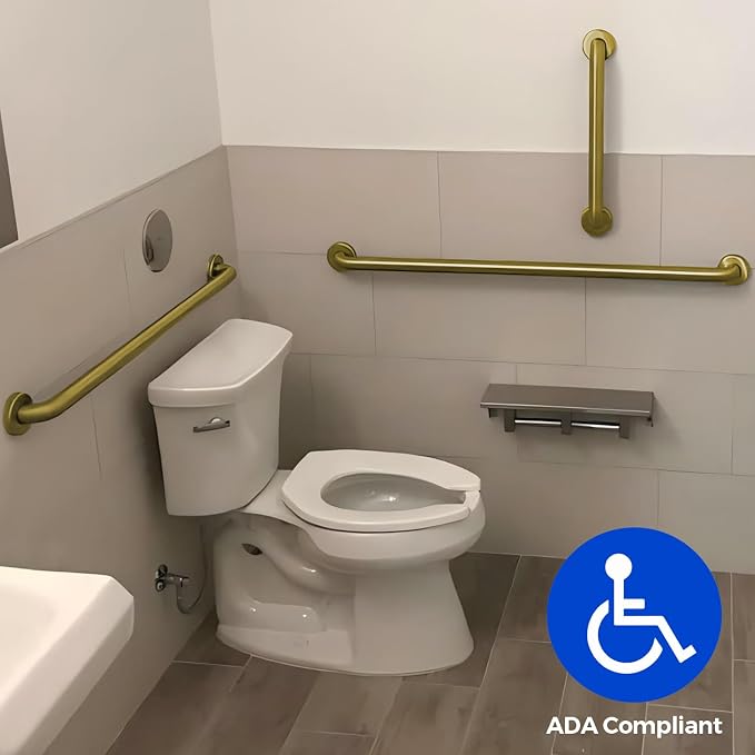 Grab Bar Bundle for ADA Compliance, Brushed Gold Stainless Steel Grab Bar Set - Image 4