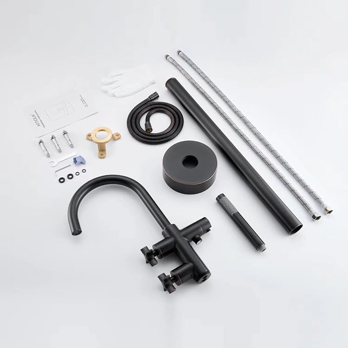 Freestanding Bathtub Faucet Tub Filler Oil Rubbed Bronze Floor Mount Brass - Image 7
