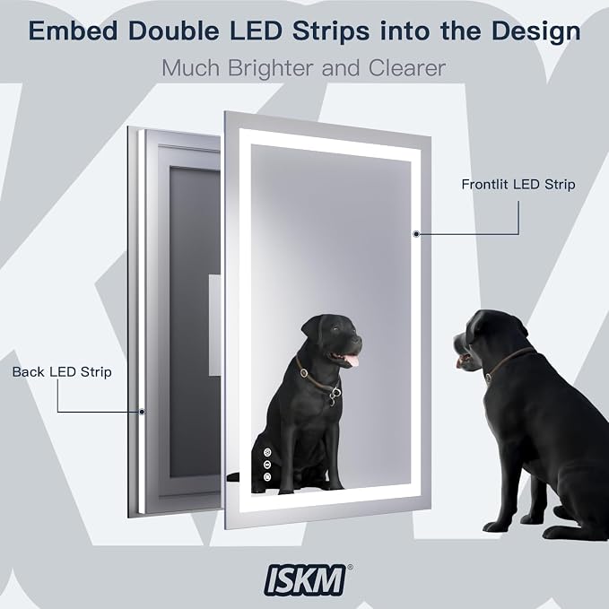 ISKM 32'' x 32'' LED Mirror for Bathroom Lighted Vanity Mirror for Wall Front - Image 2