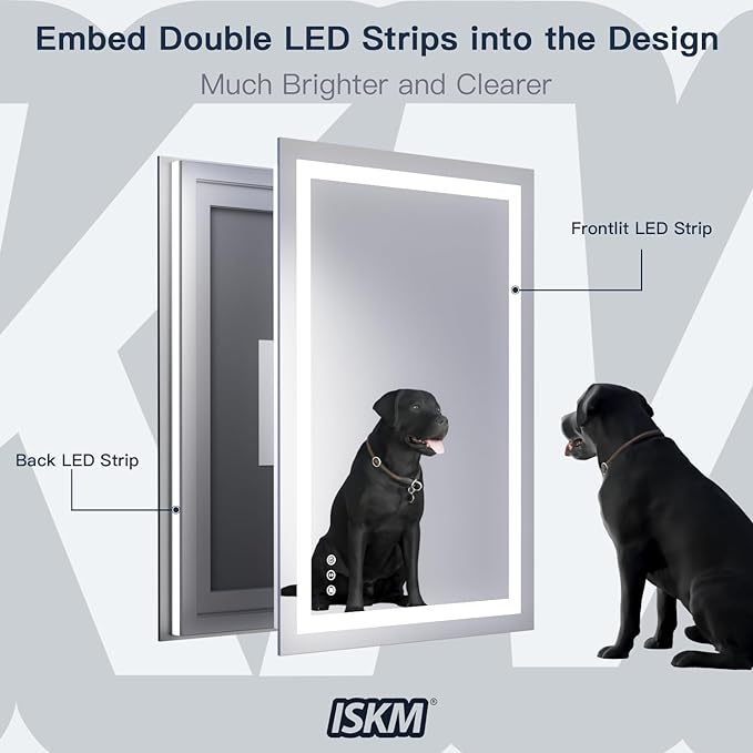 ISKM 50'' x 30'' LED Mirror for Bathroom Lighted Vanity Mirror for Wall Front - Image 2