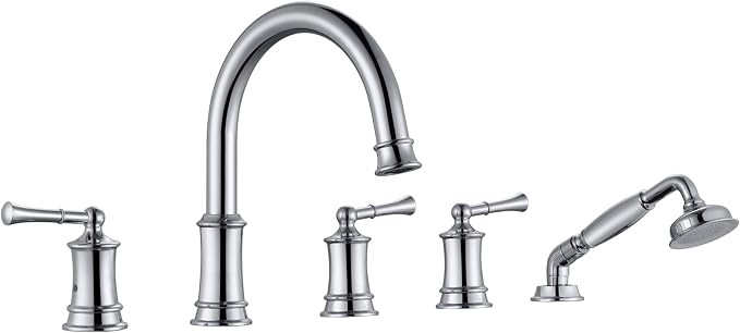 Roman Tub Faucet with Hand Shower, Antique Tub Shower Faucet Set with Valve by HANGORO