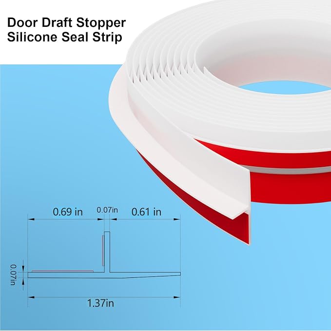 T-Shaped Door Draft Stopper, 1.37 in x 40 Ft Silicone Seal Strip - Image 3