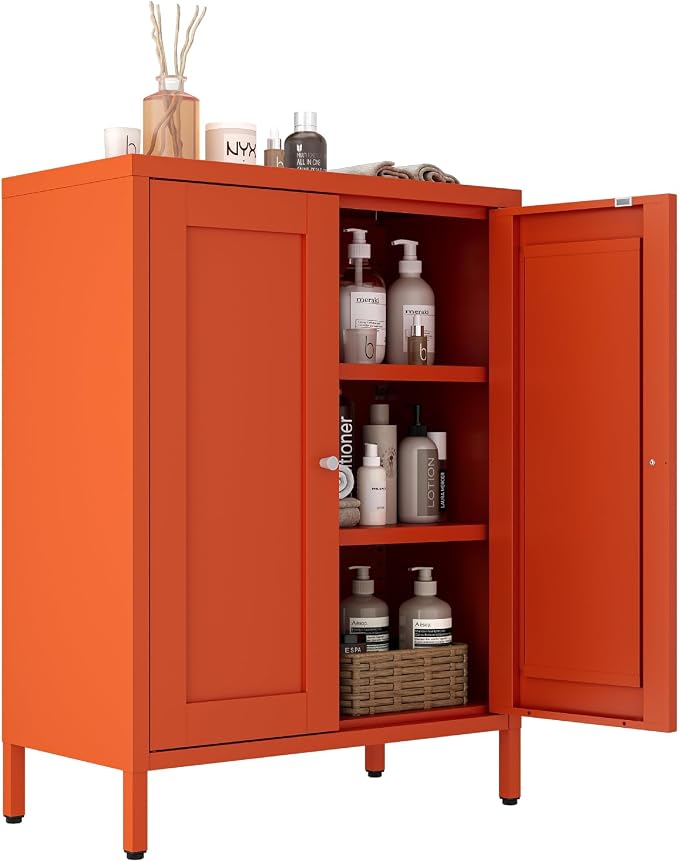 Metal Bathroom Cabinet, Small Floor Storage Cabinet, Freestanding Sideboard by Unknown