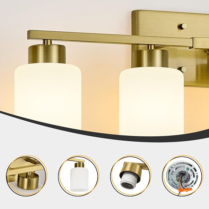 Brushed Gold Bathroom Light Fixtures, 4-Light Modern Vanity Light Over Mirror - Image 4