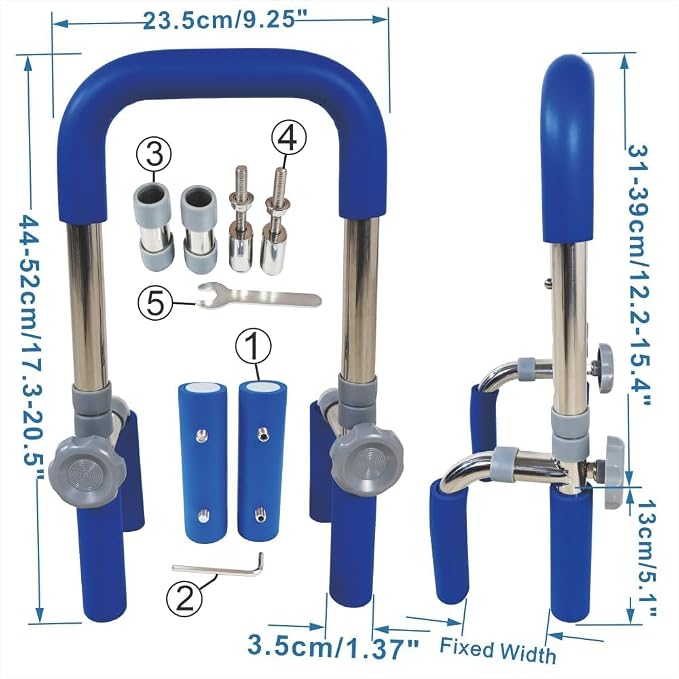 Bathroom Grab Bars for Bathtubs and Showers 304 Stainless Steel Adjustable - Image 2