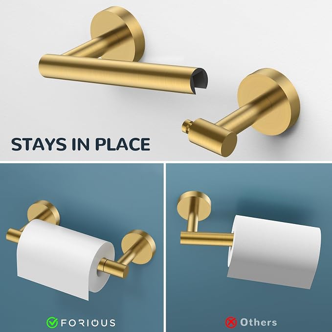 FORIOUS Bathroom Hardware Accessories Set, SUS304 Stainless Steel Towel Bar Set - Image 4