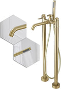 Gold Freestanding Bathtub Faucet Floor Mount Tub Filler by Bathfinesse