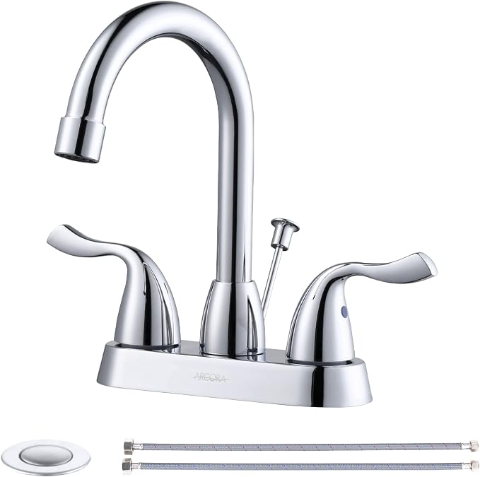 ARCORA 2 Handle Bathroom Faucet Chrome, 4 Inch Centerset Bathroom Faucet by ARCORA
