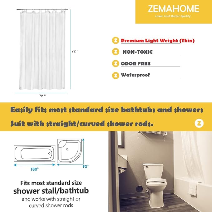 5 Pack PEVA Plastic Shower Curtain Liner Premium Light Weight 72" x 72" Clear - Image 5
