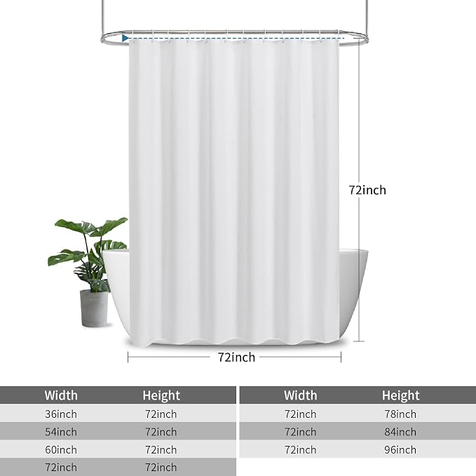 2-in-1 Waterproof Fabric Shower Curtain or Liner, Linen Textured, Breathable - Image 3