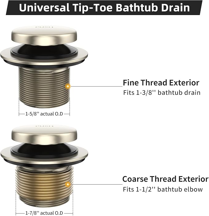 All Metal Tip-Toe Bathtub Drain Kit - Image 4