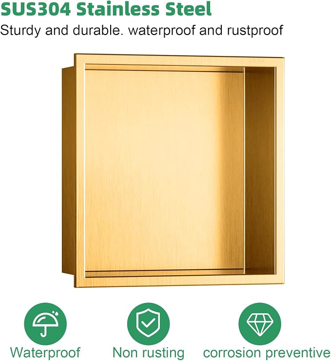 SaniteModar Shower Niche, Stainless Steel Shower Niche 12" X 12" No Tile Needed - Image 6