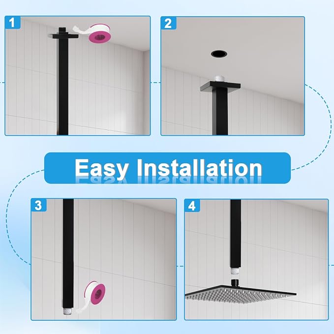 Shower Arm with Flange 24 Inches Ceiling Mount Square Straight Extender - Image 4