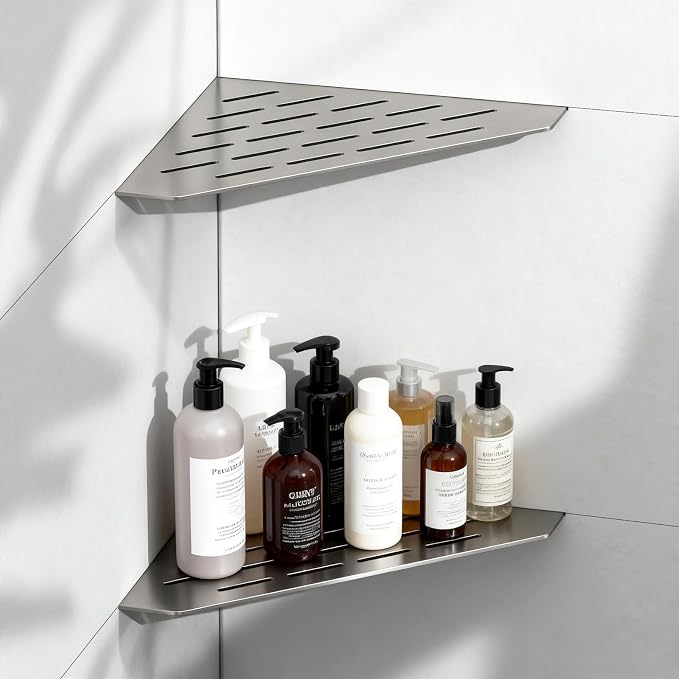 Corner Shower Shelves 10" 2 Pcs, 304 Stainless Steel Shower Corner Shelf Wall by BATHLAVISH