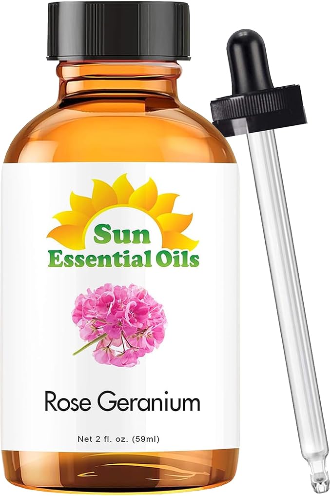 Sun Essential Oils Rose Geranium Essential Oil 2 Fluid Ounces by SunEssentialOils