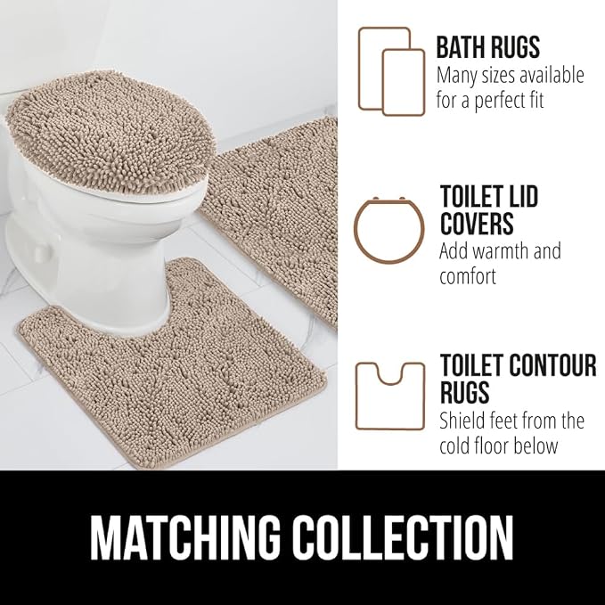 GORILLA GRIP Plush Absorbent Shaggy Chenille Bath Rug Mat - Image 8