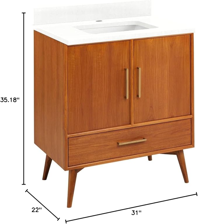 Signature Hardware 953363-30-RUMB-1 Novak 30" Freestanding Teak Single Basin - Image 2