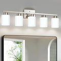 Brushed Nickel Bathroom Light Fixtures, 5-Light Modern Vanity Light Over Mirror by FonmYim