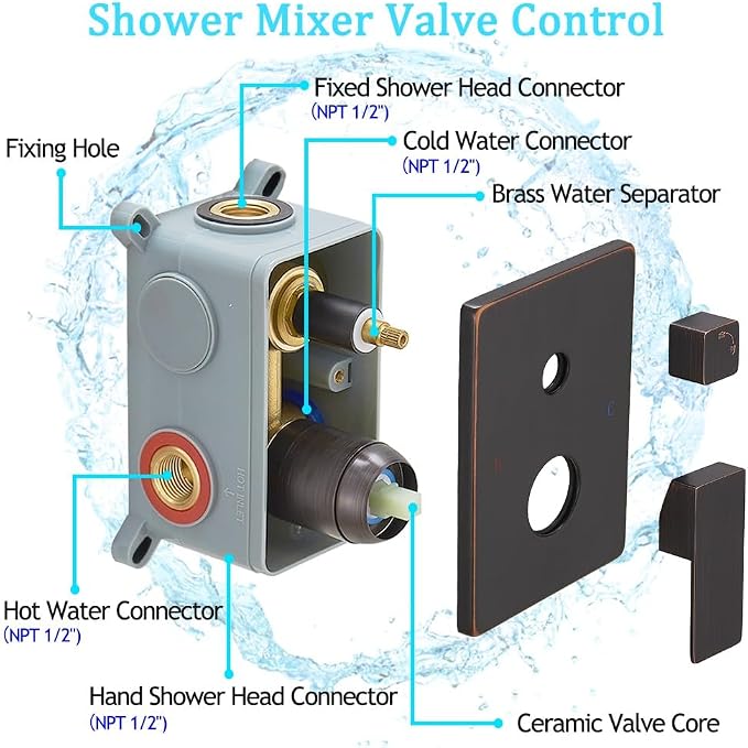 Oil Rubbed Bronze rain Shower Faucet Set Shower System 8 Inches Square Shower - Image 5