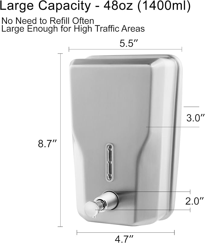 Wall Mount Stainless Steel Soap Dispenser - Image 3