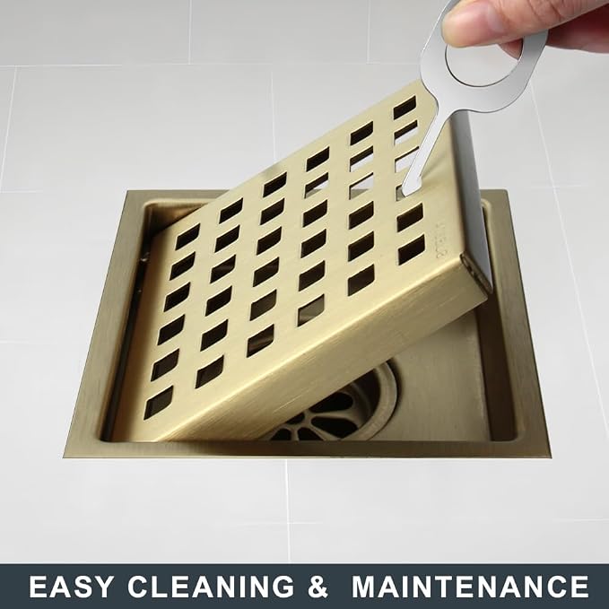 4 Inch Square Shower Drain, 304 Stainless Steel Shower Floor Drain Kit - Image 6