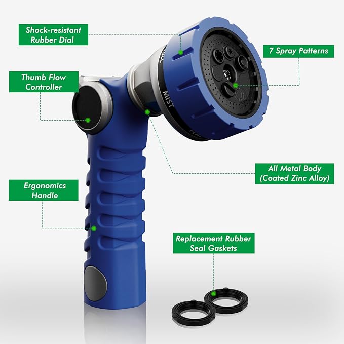RESTMO Heavy Duty Hose Nozzle, Metal Garden Water Hose Sprayer - Image 2
