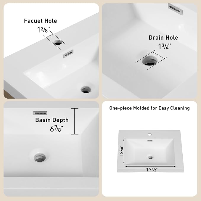 24 Inch Bathroom Vanity with Sink, Single Sink Bathroom Vanity, Freestanding - Image 5
