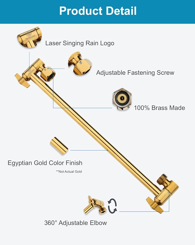 15 Inch Extra Long Adjustable Shower Head Extension Arm - Image 6