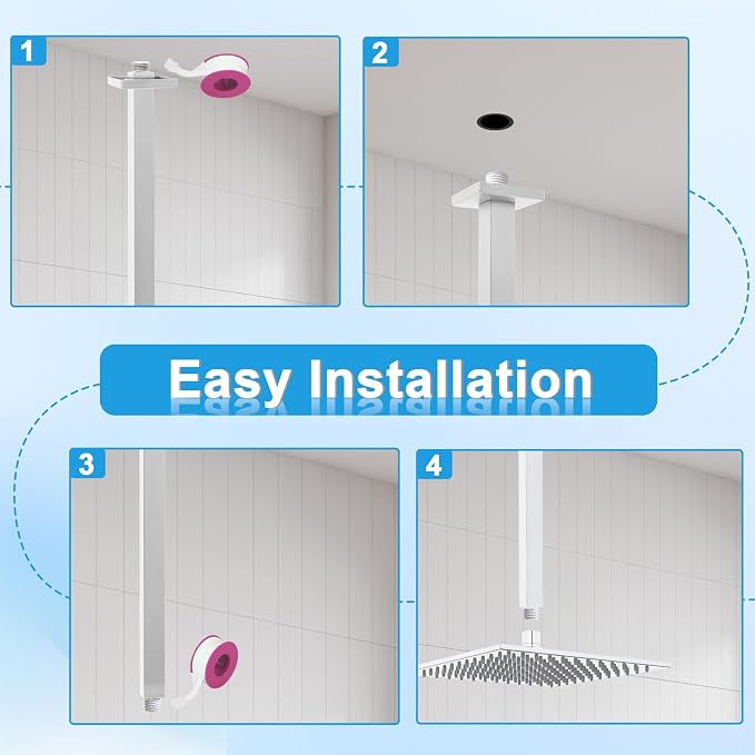 Ceiling Mount Shower Arm with Flange 20 Inches Square Straight Extender - Image 4