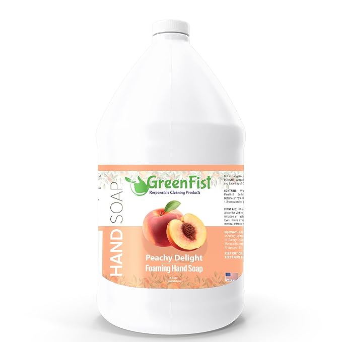 GreenFist Foaming Hand Soap Refills Peach Scent Jug Foam Refill Made in USA by GreenFist