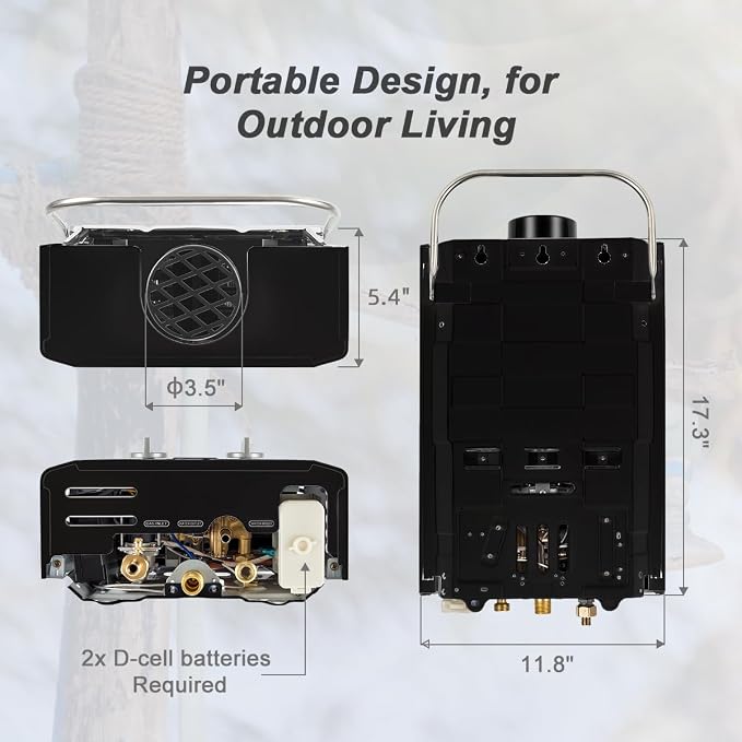 GASLAND 6L 1.58GPM Portable Propane Tankless Water Heater - Image 7